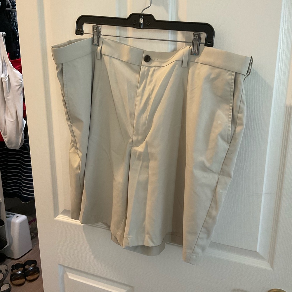 Beige Pleated Shorts
